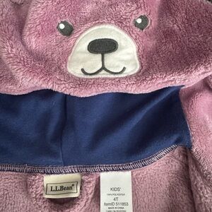 L.L. Bean Kids Purple Bear Hoodie